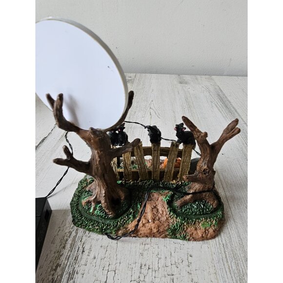 Lemax cat moon happy howl-o-ween fence feline Halloween village decor light up b - Picture 9 of 12